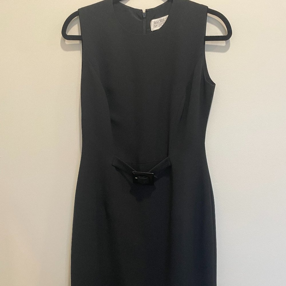 Badgley Mischka Women’s Black Dress Sleeveless Faux Belt Size 6